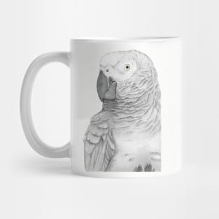 Grey parrot congo african bird watercolor portrait painting timneh Mug